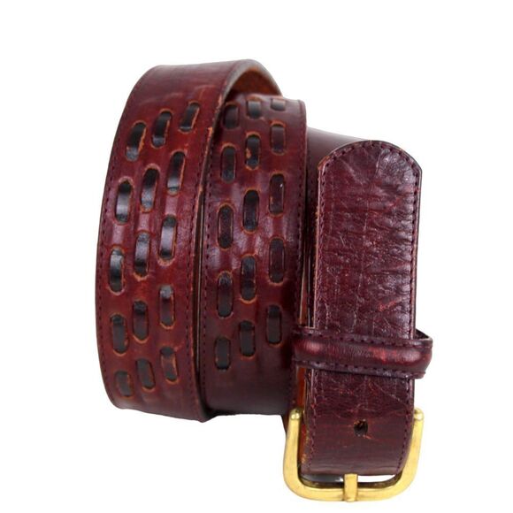 ANILINE LEATHER BROWN BLACK BRAIDED LEATHER 1 1/8"Wd CASUAL DRESS BELT 36 (R49 - Picture 1 of 14